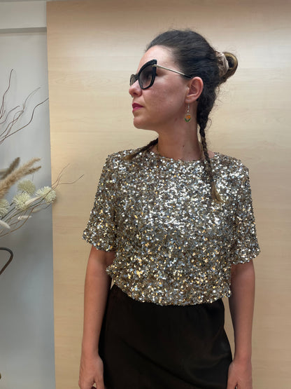 Maglia in paillettes luminose – Oro