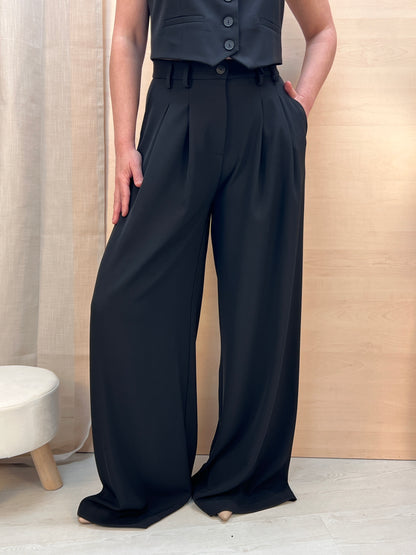 Pantalone palazzo fluido nero – Made in Italy