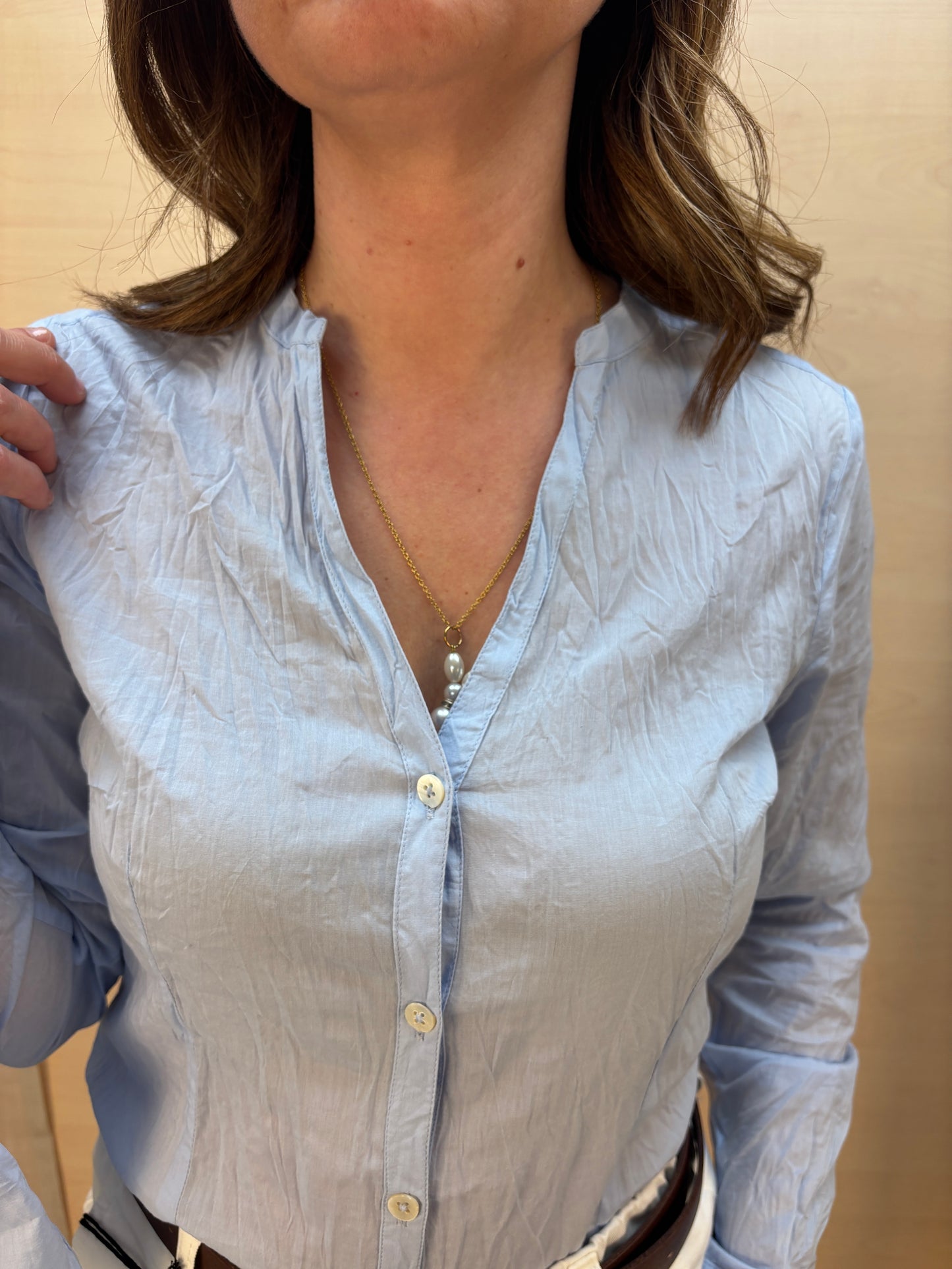 Camicia no stiro celeste - cotone bio