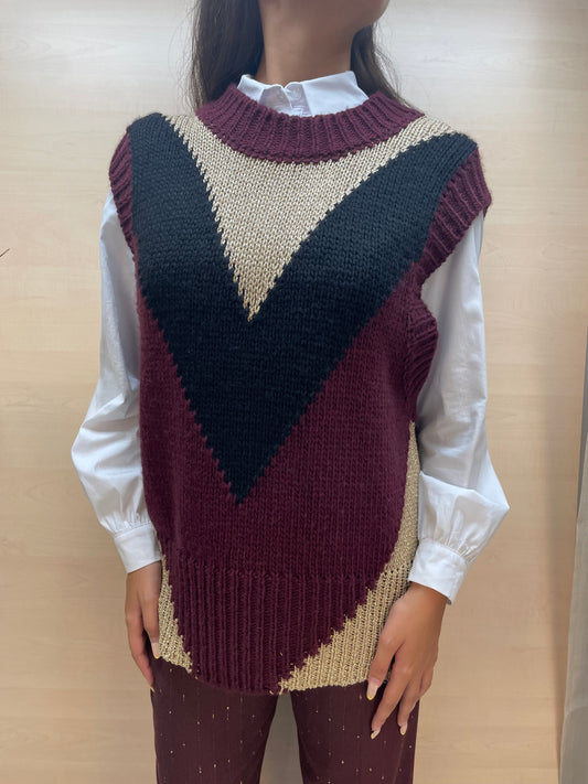 Gilet con motivo geometrico a V