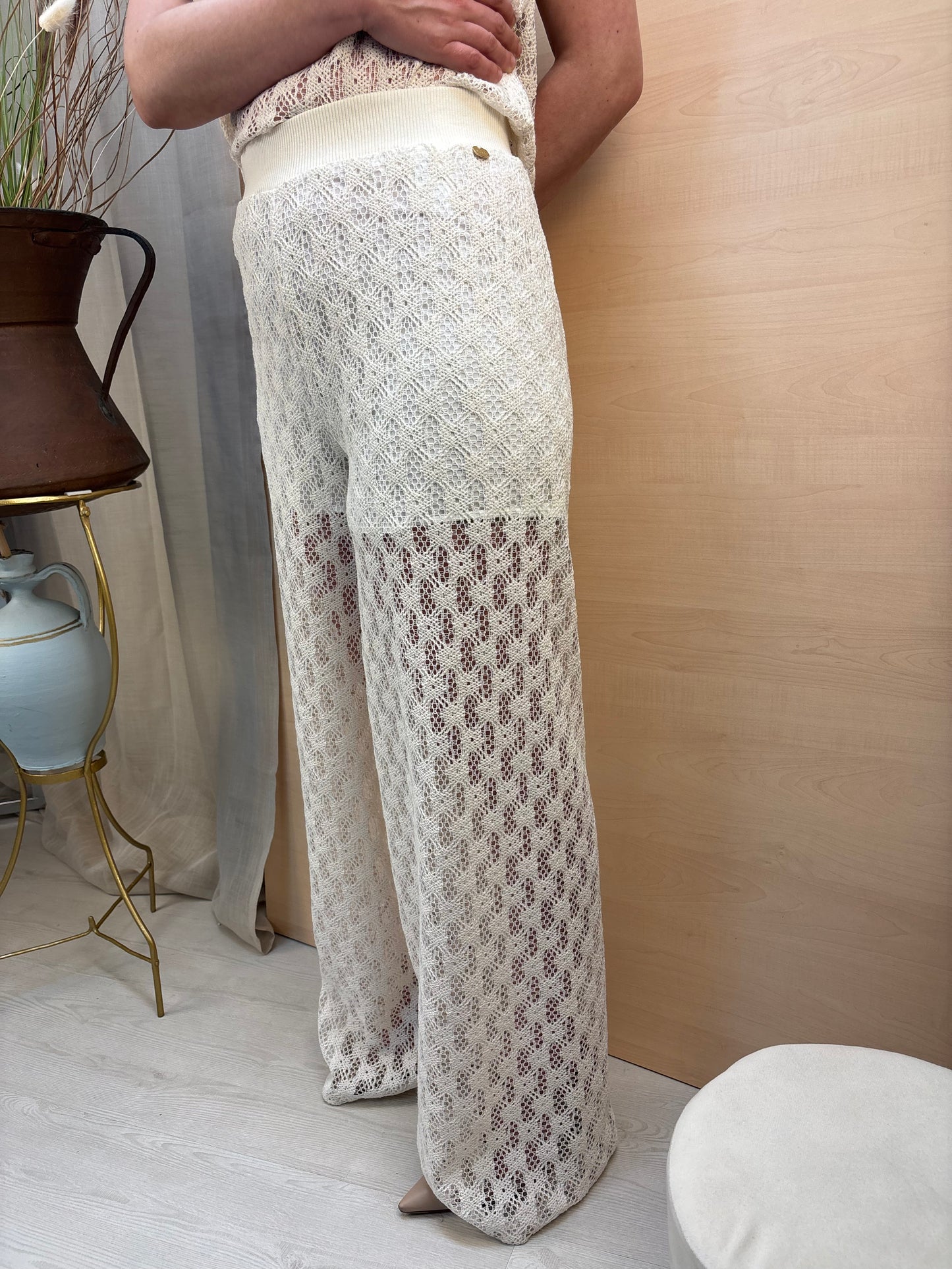 Pantalone palazzo crochet burro – PHARD | Made in Italy