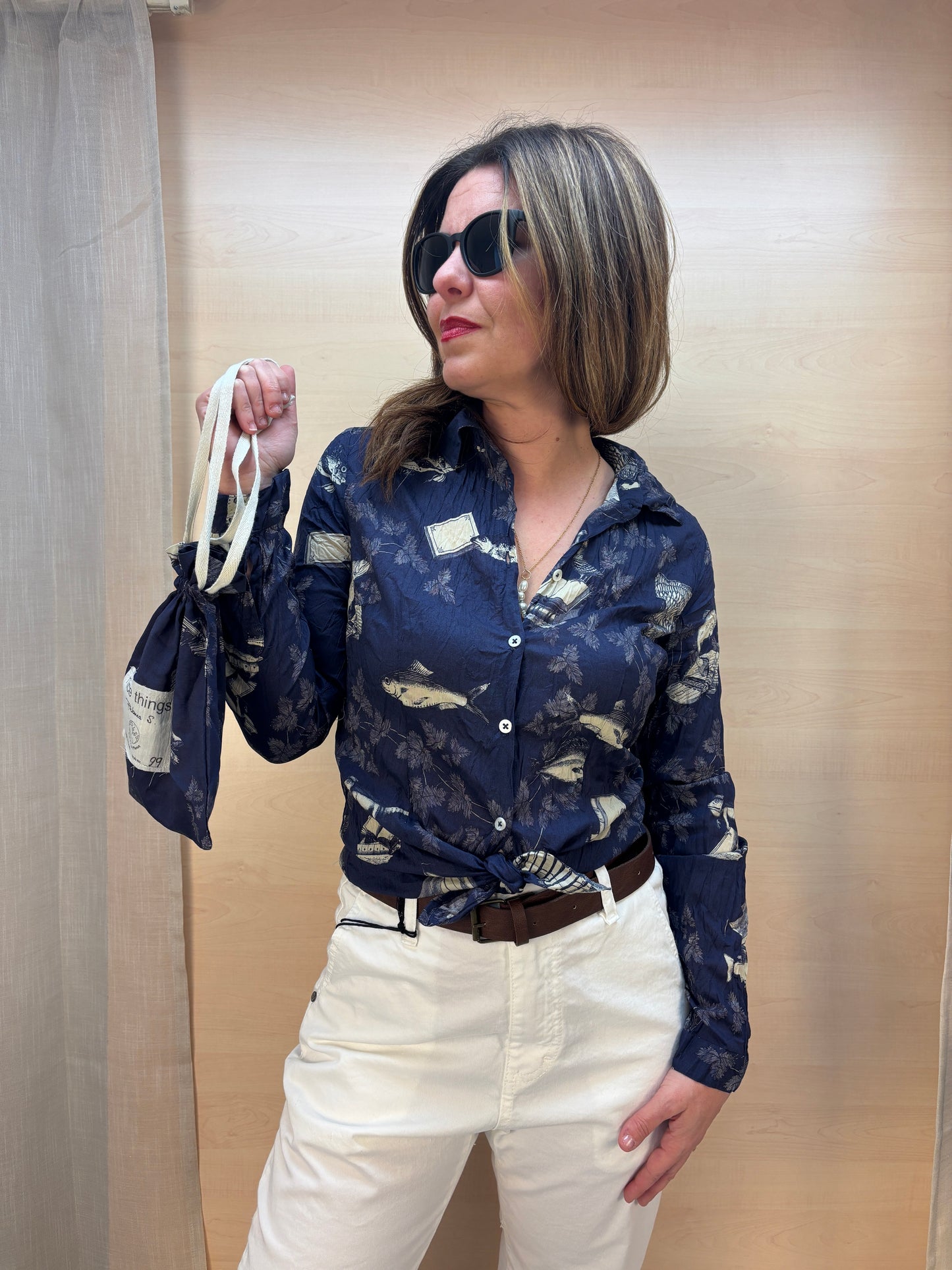 Camicia fantasia a temporale - cotone bio