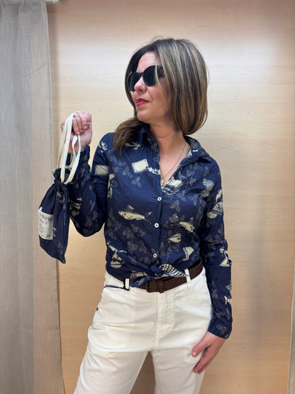 Camicia fantasia a temporale - cotone bio