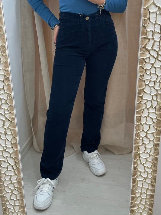 Pantaloni in Velluto a coste sottili - Blu navy