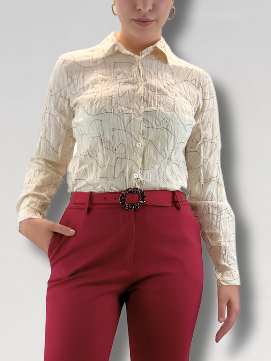 Camicia cavalli in cotone bio - Panna