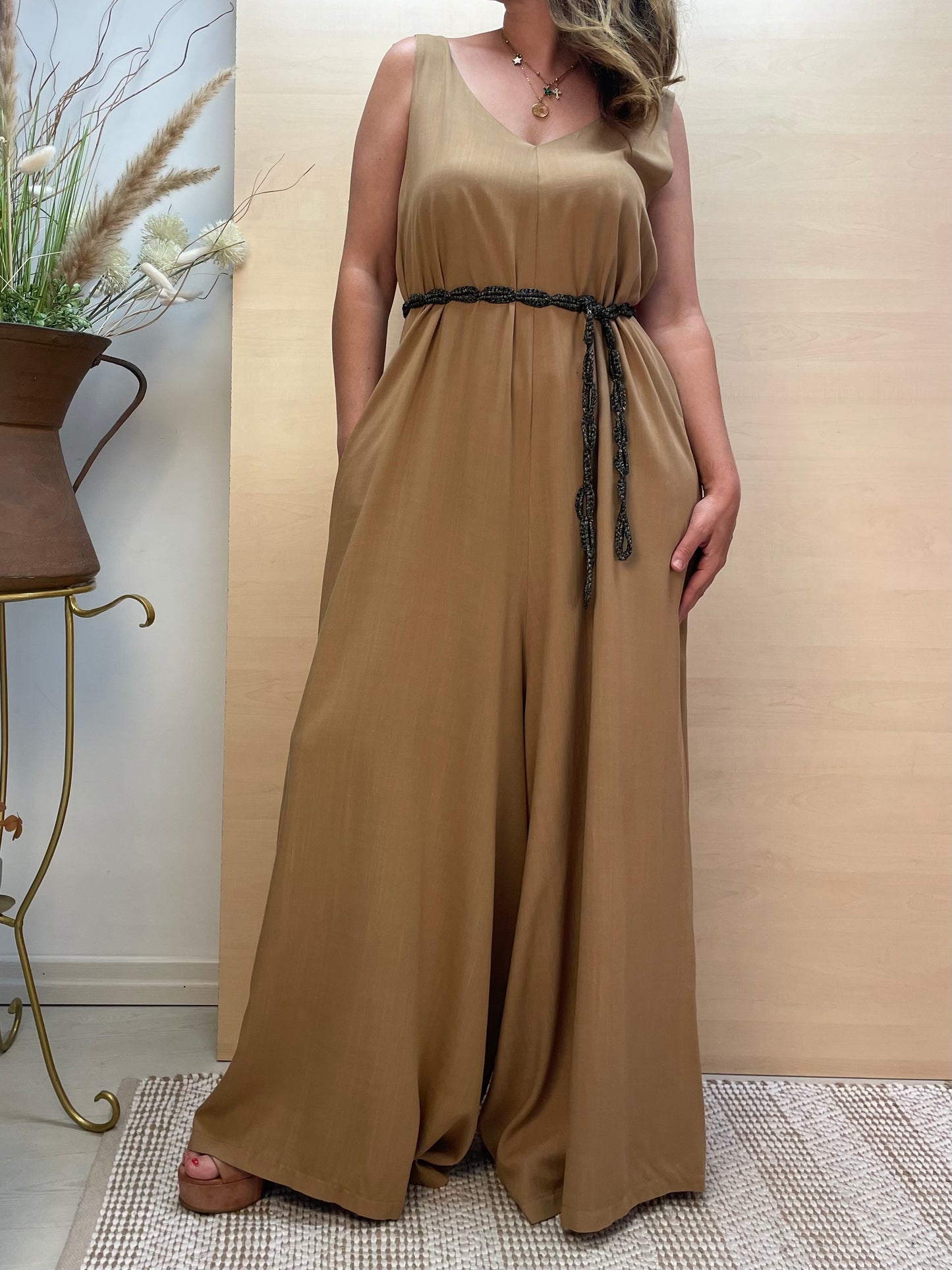 Tuta effetto lino - beige