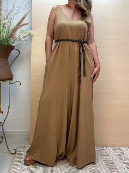 Tuta effetto lino - beige