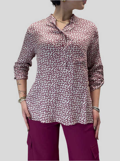 Blusa foglie amarena - in viscosa