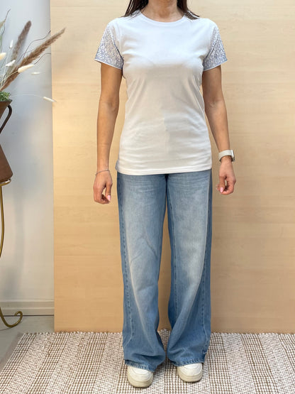 T-shirt con strass - in cotone