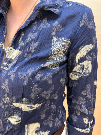 Camicia fantasia a temporale - cotone bio