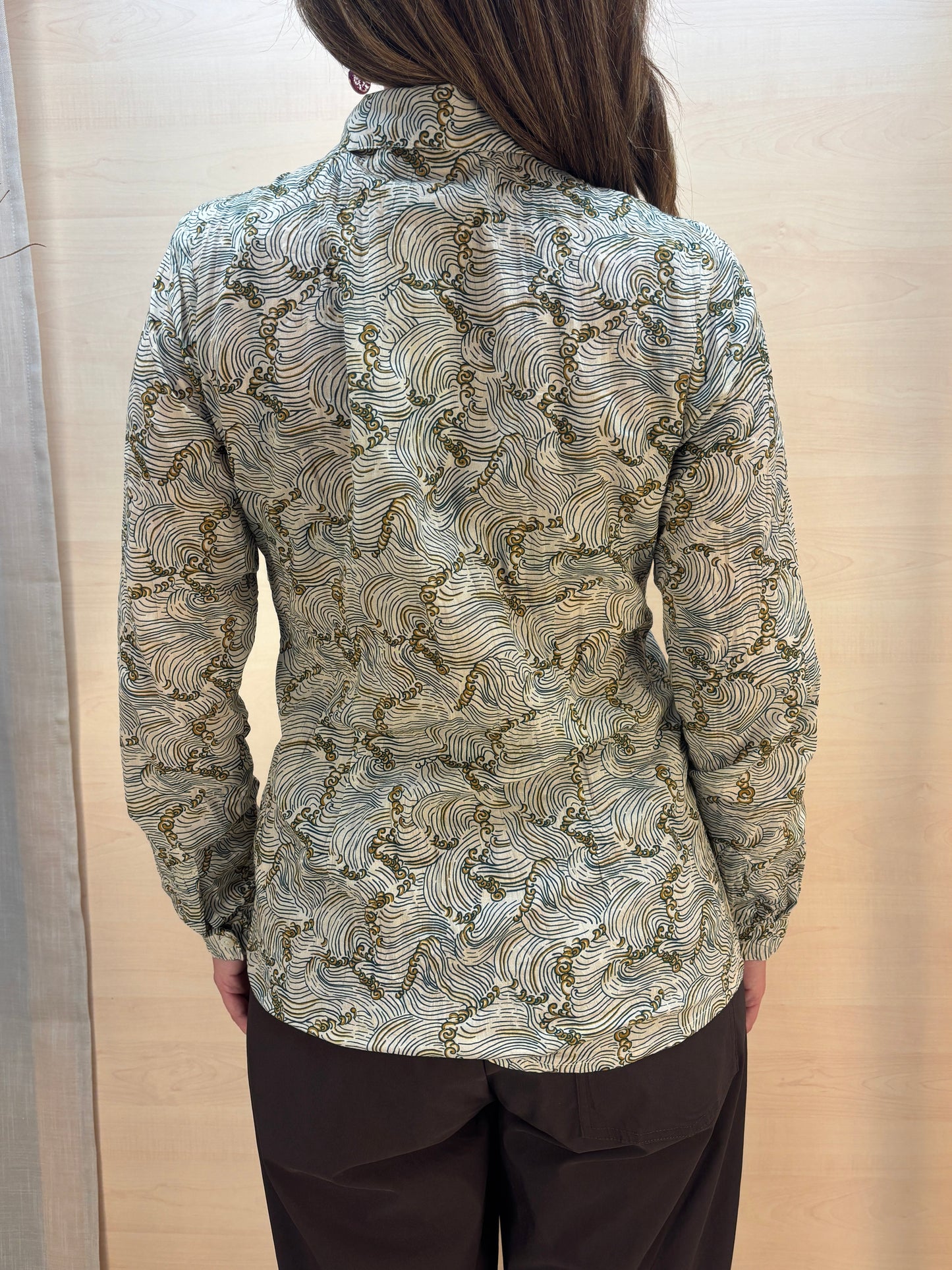 Camicia no stiro fantasia Mar Egeo - in cotone bio