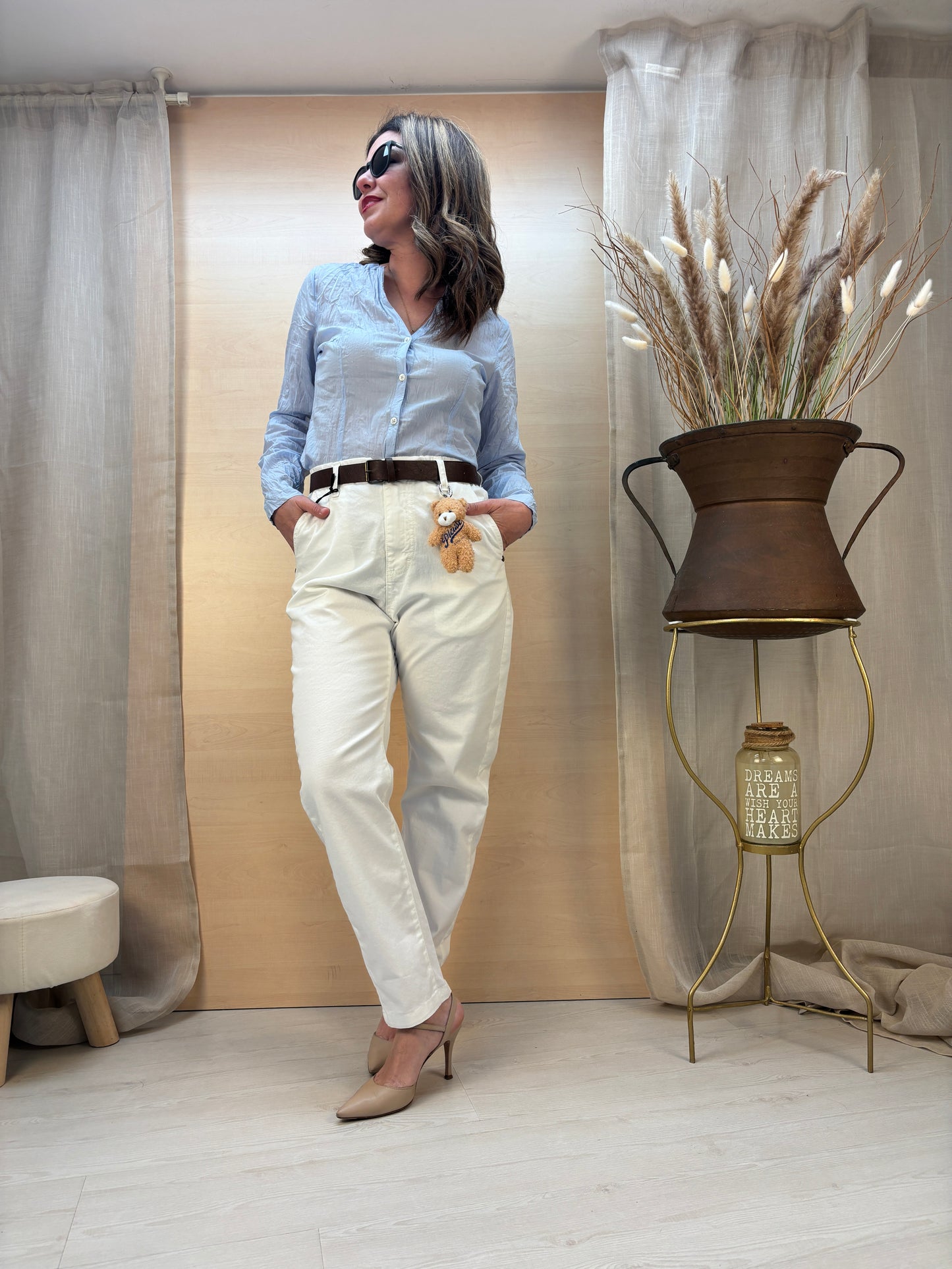 Camicia no stiro celeste - cotone bio