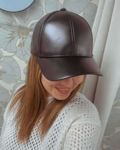 Cappello baseball in ecopelle - nero