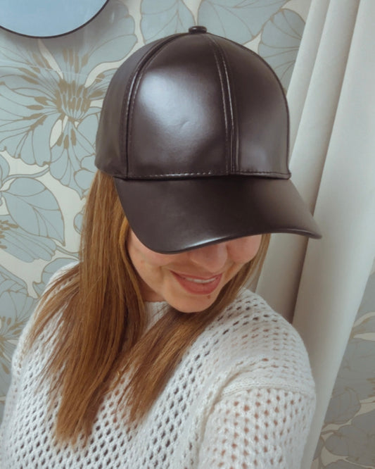 Cappello baseball in ecopelle - nero