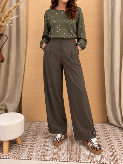 Pantalone con pieghe in mano lana