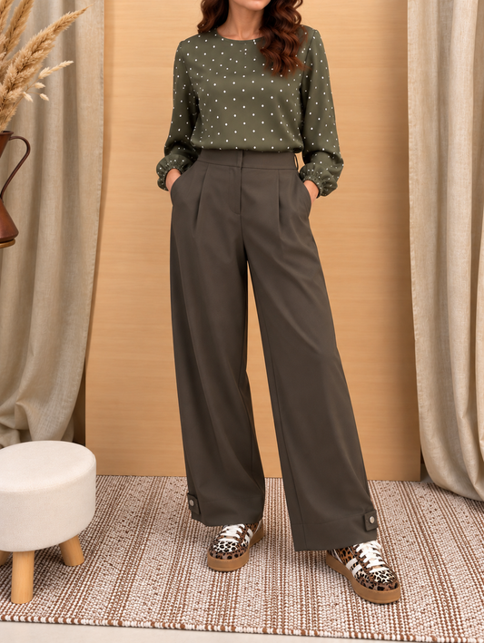 Pantalone con pieghe in mano lana