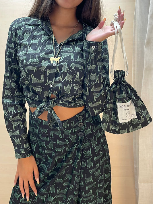 Camicia con stampa animalier felina - in cotone bio