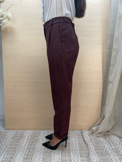 Pantalone a sigaretta con dettagli dorati - color Amarone