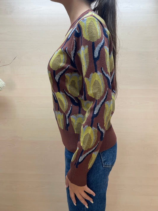 Maglione con tulipani - in Jersey