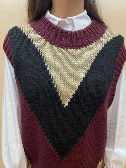 Gilet con motivo geometrico a V