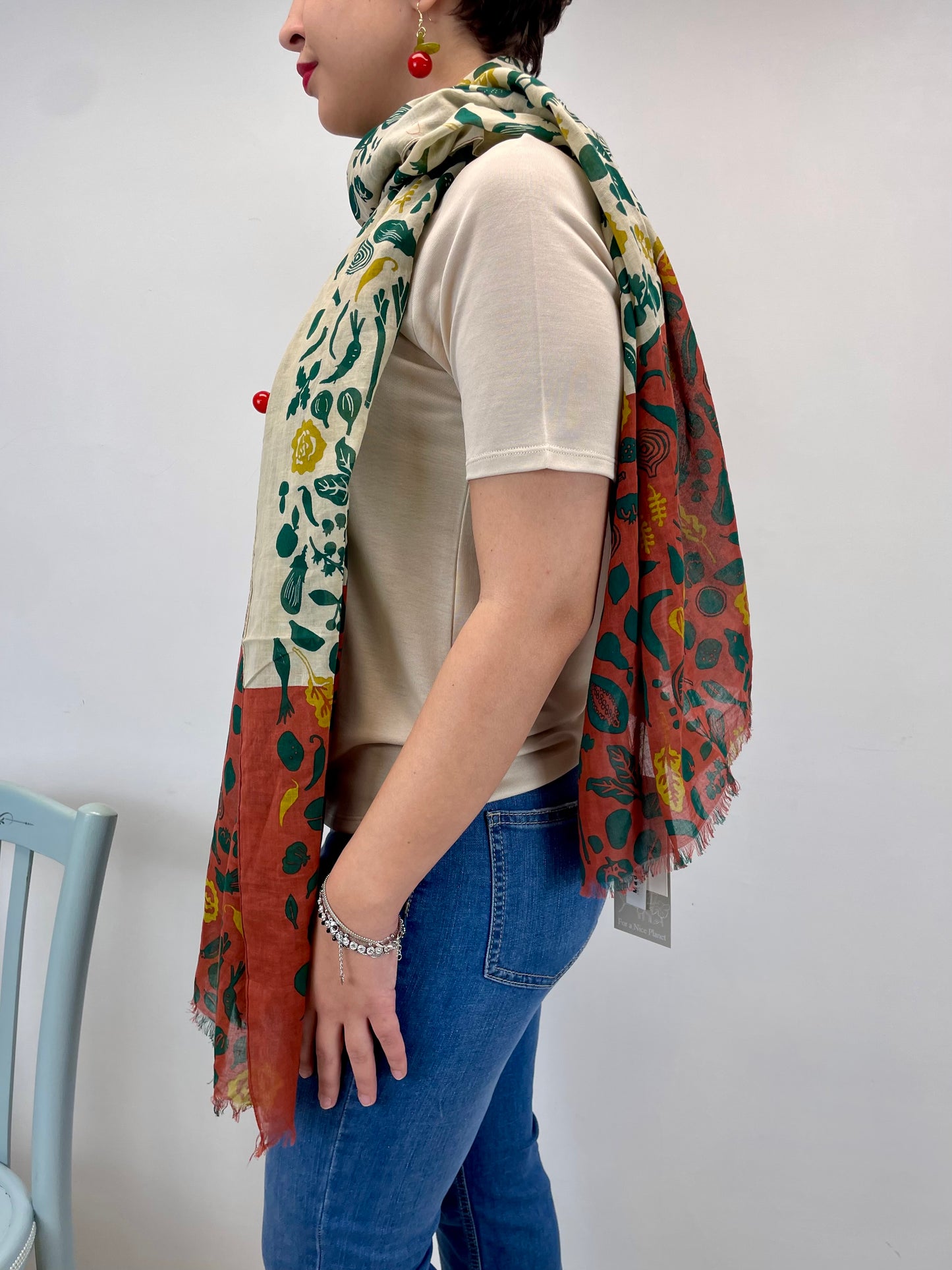 Foulard stampa botanica in cotone bio