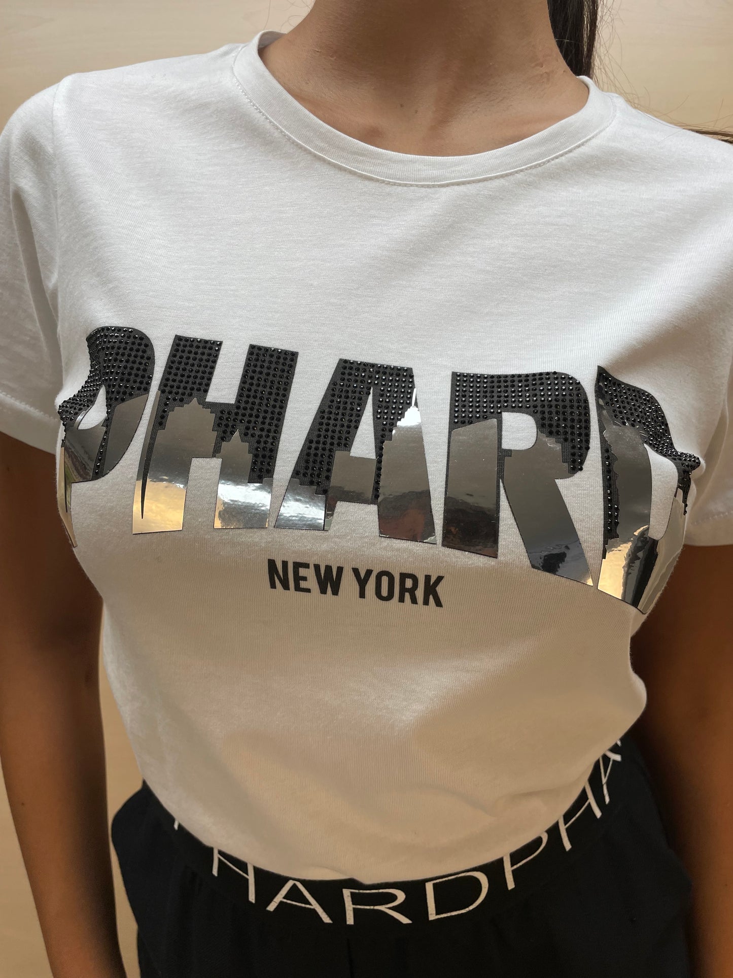 T-shirt PHARD con strass - in cotone