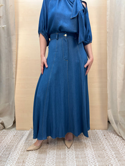 Gonna lunga in chambre denim