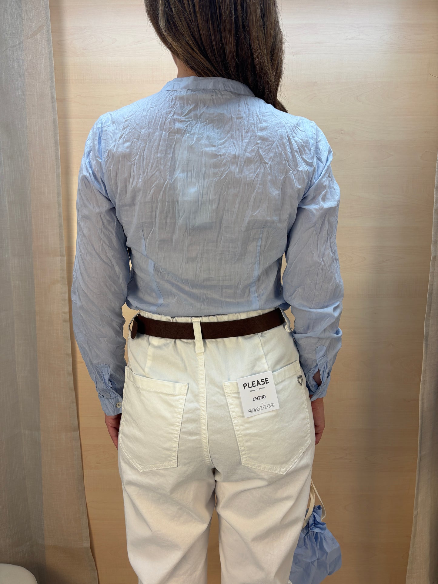 Camicia no stiro celeste - cotone bio