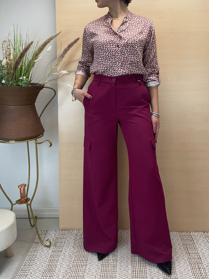 Blusa foglie amarena - in viscosa
