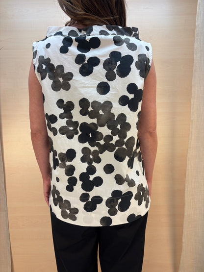 Blusa smanicata fantasia in cotone - Karma - Made in Italy