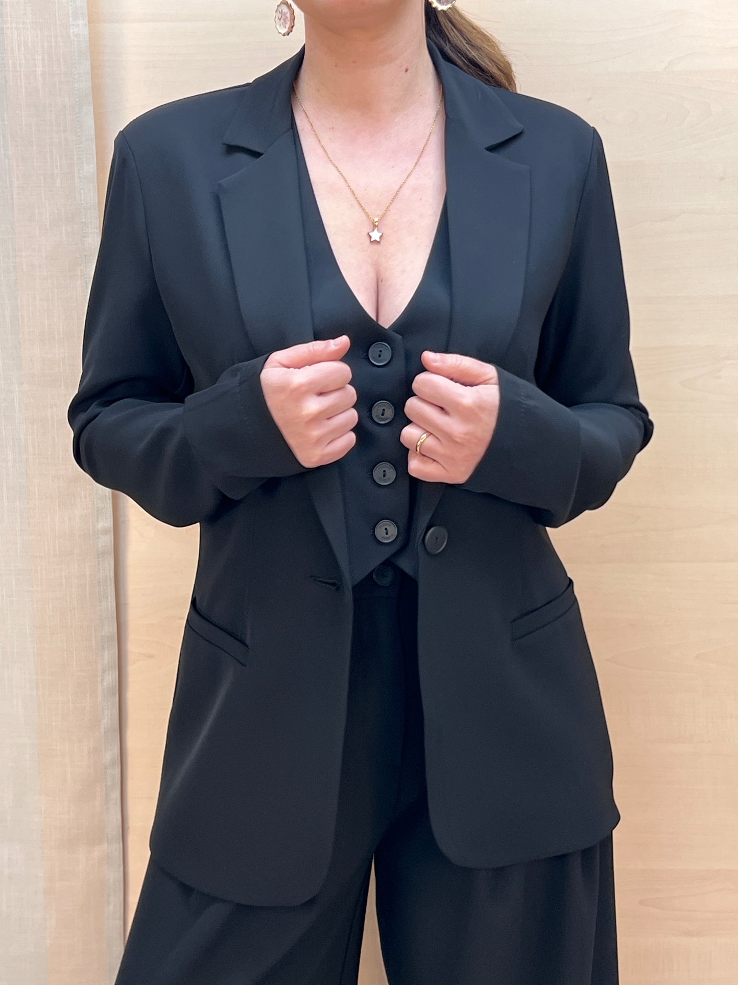 Giacca fluida un bottone nero – Made in Italy