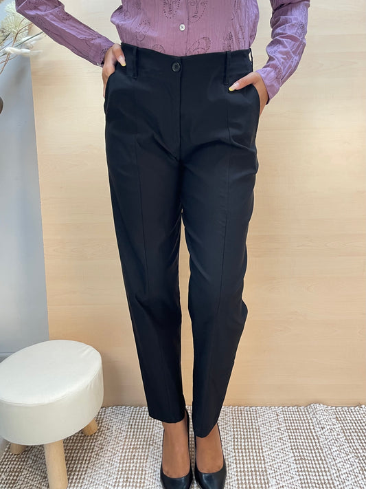 Pantalone con taglio davanti - in bengalina nero