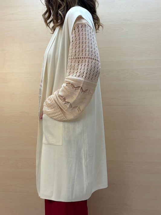 Gilet fluido panna con tasche - in viscosa