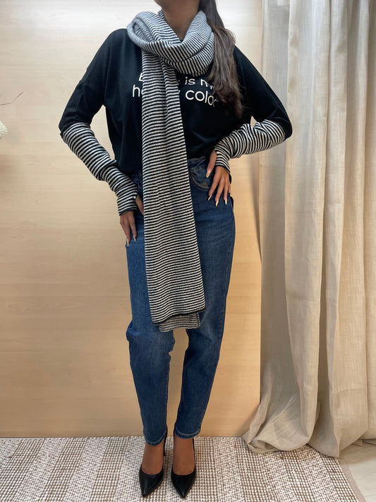 Sciarpa a righe - in misto cashmere