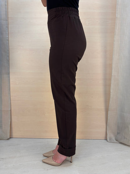 Pantalone in bengalina cioccolato – Karma | Made in Italy