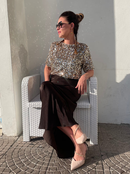 Maglia in paillettes luminose – Oro