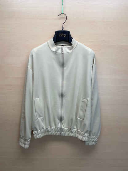 Felpa con zip e lurex - in poliestere GRS e viscosa col. Burro