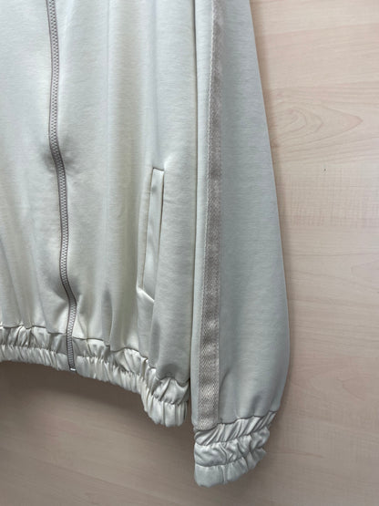 Felpa con zip e lurex - in poliestere GRS e viscosa col. Burro