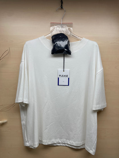 T-shirt con maniche in pizzo - bianca