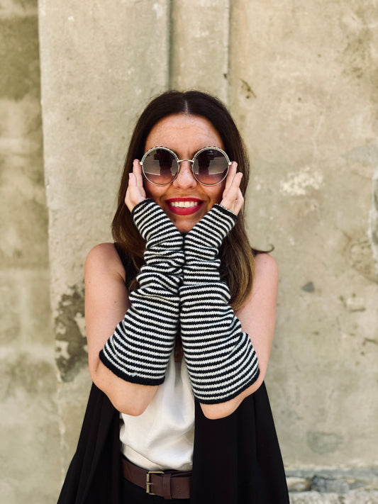 Manicotti a righe - in misto cashmere