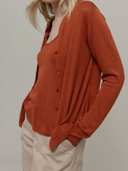 Vanessa Cardigan viscosa - Marrone Terracotta