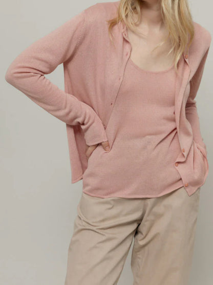 Vanessa Cardigan viscosa - Rosa Quarzo